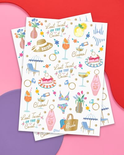 xo, Fetti Last Toast On The Coast Bachelorette Temporary Tattoos