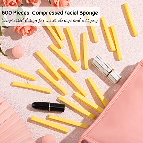 Foaincore 600 Pieces Compressed Facial Sponge Round Facial Sponge for Estheticians Face Sponges for Cleansing Face Wash Pads Disposable Sponges for Women Spa Exfoliating Cleansing(Yellow)