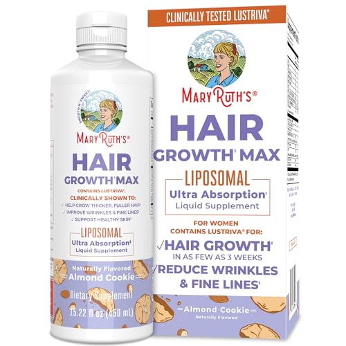 MaryRuth's Women's Hair Growth MAX Liposomal | with Lustriva® + Biotin 10000mcg + Pumpkin Seed Oil| Thicker Hair | Hair Care | Wrinkles, Fine Lines, Skin Care | Ages 18+ | 15.22 Fl Oz