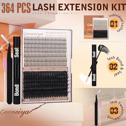 Geeneiya 100D Spike & Volume Lash Clusters Kit, 12-20mm