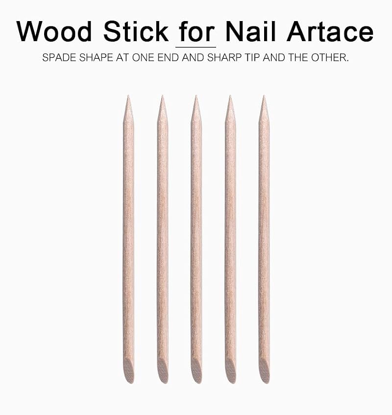 5PCS Orange Wood Nail Stick Set with Storage Tube - Double Sided Cuticle Pusher & Remover