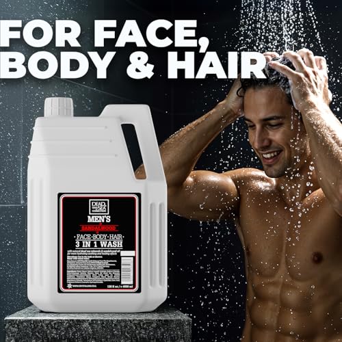 Dead Sea Collection Mens Body Wash 3 in 1 ? Sandalwood Oil Body Wash with Dead Sea Minerals for Men ? Bulk Shower Gel ? Shampoo ? Refill Shower Soap for Face and Hair (128 fl. oz)