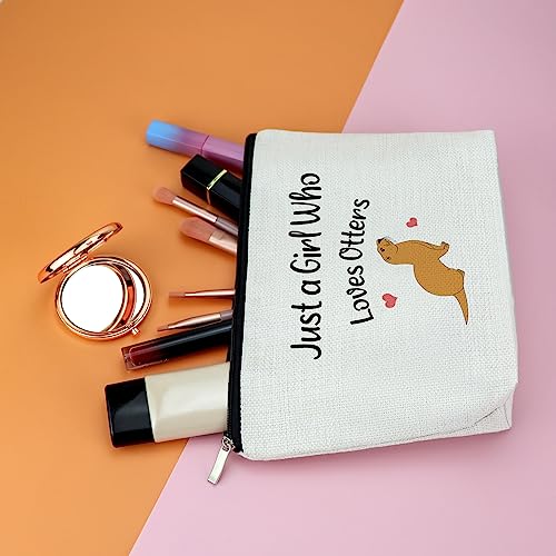 Otter Makeup Bag Otter Lover Gift Sea Otter Gifts for Women Animal Lover Cute Otter Animal Gift Inspiration Gifts for Friend Cosmetic Bag Birthday Christmas Gifts for Her Sister Cosmetic Travel Pouch