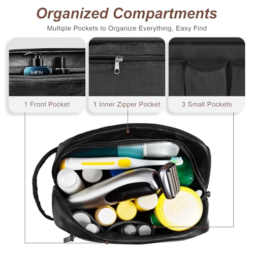 Travel Toiletry Bag for Men & Women - Water-Resistant PU Leather