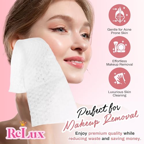 ReLux Medical Grade Disposable 3D Nonwoven Face Towels ? Soft & Thick, Dual Surfaces for Sensitive Skin, Super Clean, Floral Scent ? Ultra-Large 13¡± x 10¡± ? 50 Towels/Box