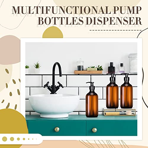 Tessco for You 24 Pcs Amber Soap Dispenser Empty Plastic Pump Bottles Refillable Shampoo Container for Hand Sanitizer Soap Lotion Body Wash Conditioner Bathroom Travel, 16.9oz