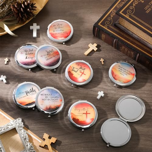 RattanView 18 Pcs Christian Compact Mirrors Gifts for Women Bulk Religious Pocket Mirror with Bible Verse Inspirational Scripture Quote Church Gifts for Ladies Church VBS Sunday School