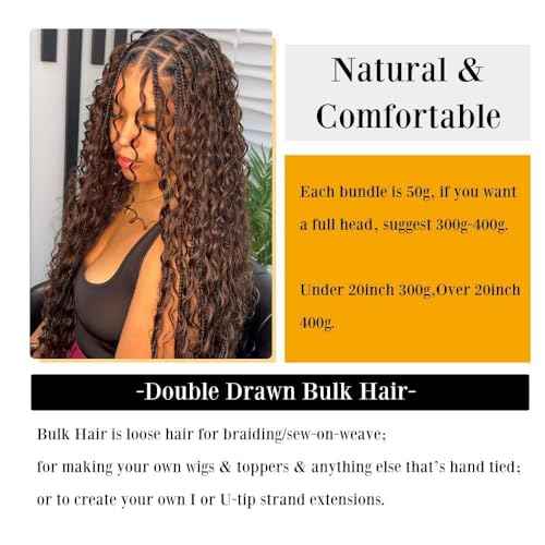 QTHAIR 16A Deep Wave Bulk Human Hair For Braiding No Weft 100% Unprocessed Brazilian Virgin Hair Extensions Chocolate Brown Braiding 100g 18 Inch Human Hair for Braiding Two Bundles