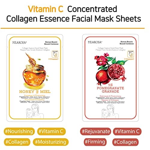 Vitamin C Collagen Firming Essence Face Mask Beauty Facial Mask Sheet Mask Korea Skin Care Premium Quality (8 pack)