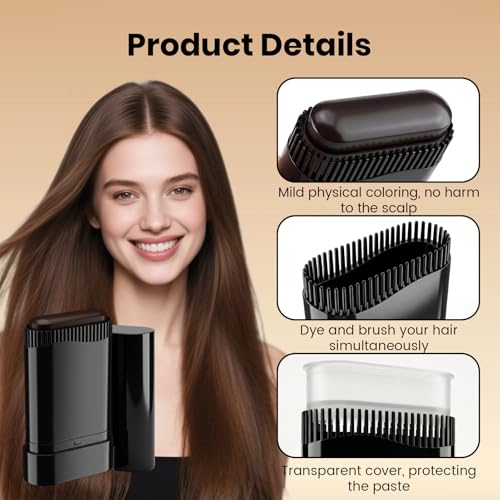 Hair Color Stick with Built-in Comb - Temporary Gray Root Touch-Up Pen, 3-Pack