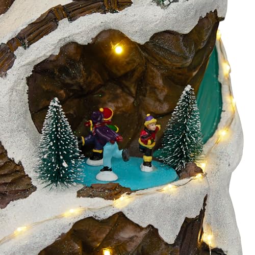 Alpine Corporation 18"H Indoor Animated Winter Wonderland Set with LED Lights and Music