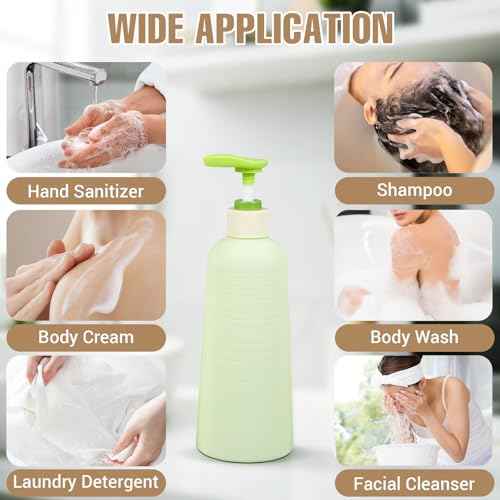 16.9oz Travel Shampoo Bottle with Flip Cap, Refillable Plastic Pump Bottles Dispenser for Soap, Shampoo, Lotions, Liquid Body Wash, Creams and Massage Oil (2Pack, 16.9oz/500ml)