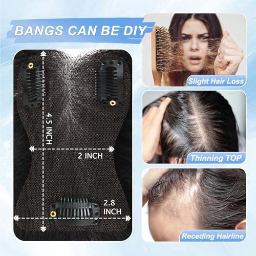 Human Hair Clip-In Bangs Topper with 360° Coverage