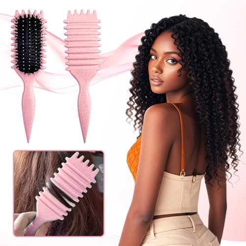 Curl Defining Hair Brush for Curly Hair - Pink