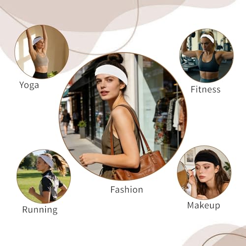 Multi-Color Non-Slip Headbands 6-Pack - Soft Elastic Hair Wraps