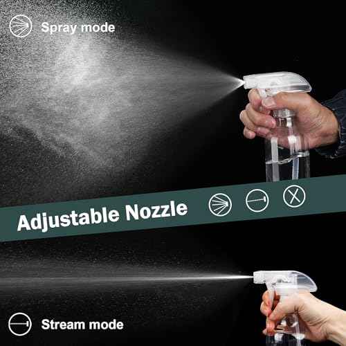 Spray Bottles 12oz Plastic Spray Bottle for Hair Mist/Stream Heavy Duty Empty Spray Bottles for Cleaning Solutions, Plants (12oz-Clear)