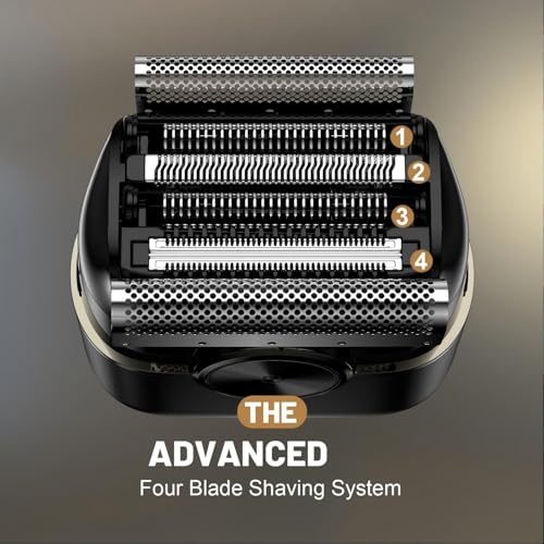 Electric Foil Shavers for Men: Mini Electric Razor with 4 Floating Blades & Big LED Display - Foil Shaver for Men with 2 Gears Adjustable - Face Shaver with IPX7 Waterproof