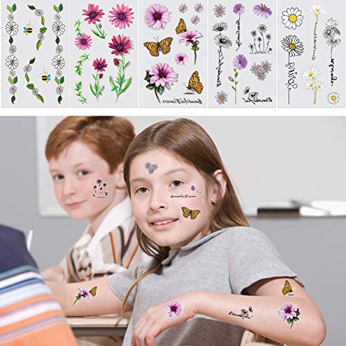 Konsait 25 Sheet Flower Temporary Tattoos - Waterproof Body Art Stickers