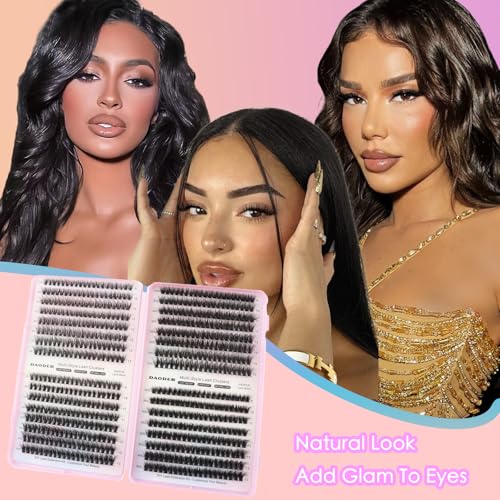 DAODER Cluster Lashes 640pcs Wispy D Curl 9-13mm Eyelash Extension