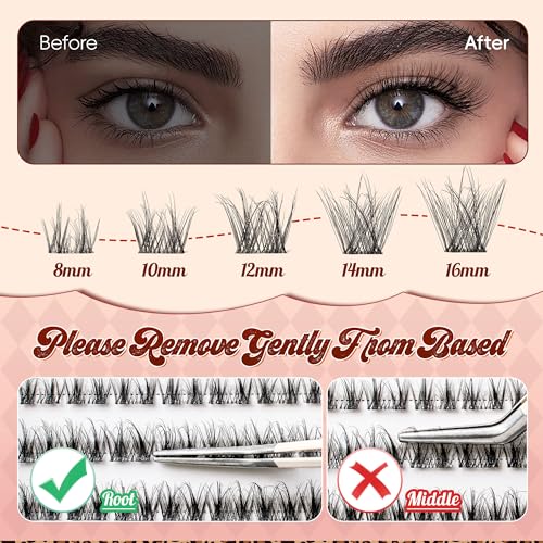 VYRILA Lash Clusters 0.05mm PBT Fiber D Curl 80pcs 8-16mm