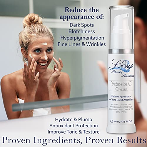 Luxiny Vitamin C Moisturizer for Face & Neck, Wrinkle Defense Face Cream for Women Age Fighting Lotion, Jojoba Oil, Day/Night Cream Moisturizer, Reducing Hyperpigmentation plus Antioxidant Protection