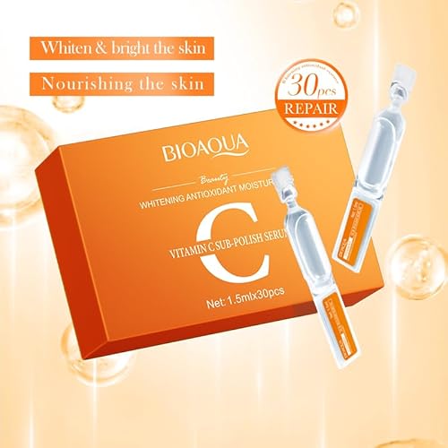 Vitamin C Serum for Face with Hyaluronic Acid ? 1.5ml x 30PCS, Brightening Hydrating Facial Serum, Travel Size Skincare for Glowing Skin(1.52 Fl Oz (Pack of 1))