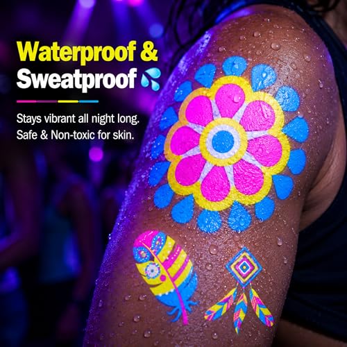 180 PCS UV Glow in the Dark Temporary Tattoos for Rave