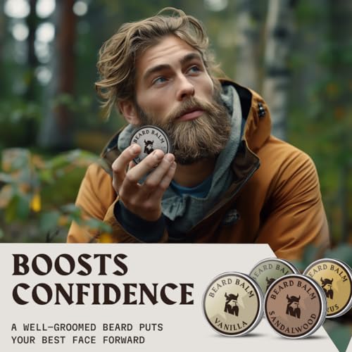 Striking Viking Beard Balm for Men - Pack of 4, 1 Oz Tins, Assorted Scents - Hydrating Balm & Moisturizer - Beard Butter Variety Pack