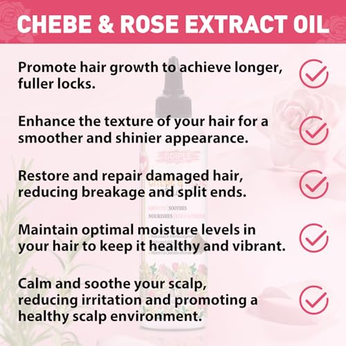 Chebe & Rose Hair Oil for Growth & Thickness 4fl oz