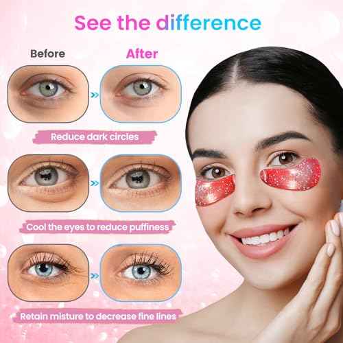 Eye Masks (8 Pairs) - Travel Essentials - Under Eye Patches for Dark Circles, Puffiness, Fine Lines with Collagen, Revitalises and Refreshes Your Skin, Bridesmaid Gifts for Her