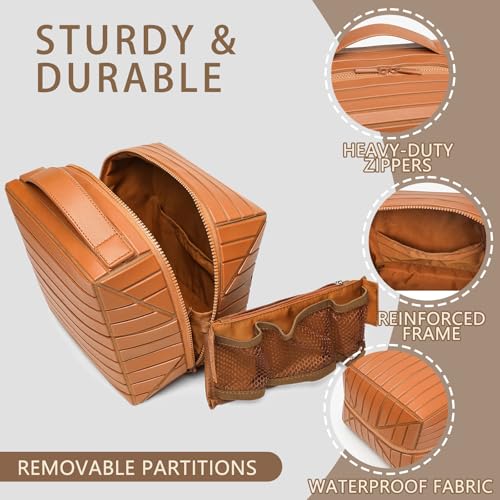 3D Striped Makeup Bag Large Capacity Cosmetic Organizer