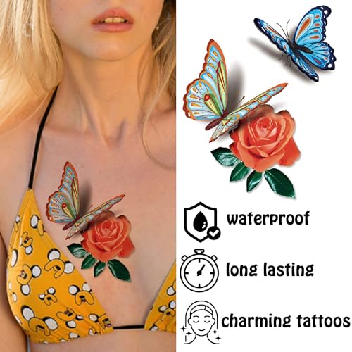 Cerlaza 78 Temporary Tattoos for Women - Butterfly & Flower Designs