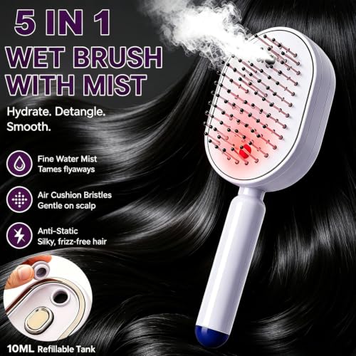 Electric Spray Hair Care Brush with Misting Function - Detangling & Anti-Static