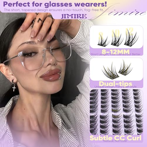 JIMIRE 8-12MM Lash Clusters Natural Look Wispy Cluster Eyelash Extensions C Curly Short Eyelash Clusters 120Pcs Soft DIY Individual Cluster Lashes Natural Lash Extensions at Home