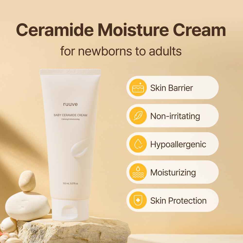 ruuve Ceramide Intense Moisture Cream – Deep Hydration Cream, Fragrance Free, Non-Greasy, Improves Moisture up to 2.5mm in One Use, Dermatologically Tested, Korean Skin care, 5.07 Fl oz