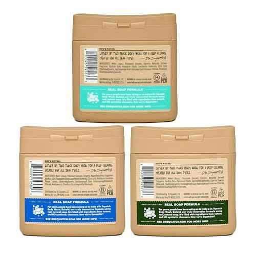 Dr. Squatch NEW Body Wash for Men with Nourishing, Natural Ingredients | No Paraben, Phthalate, Sulfate | All Day Moisturization | Fresh Falls, Coconut Castaway & Pine Tar (8 oz, 3-Pack)