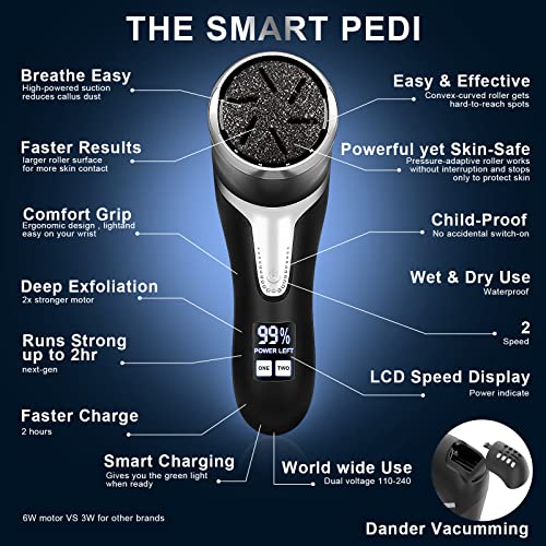Hoxida Electric Callus Remover for Feet with Vacuum and 11 Rollers Bundle,Professional Pedicure Tools Kit Foot File Callus Remover, Rechargeable Waterproof Foot File for Foot Care kit Deadskin Remover