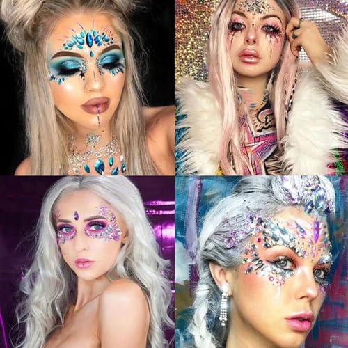 Purple Rhinestone Face Stickers 2-Pack – Waterproof Self-Adhesive Gems