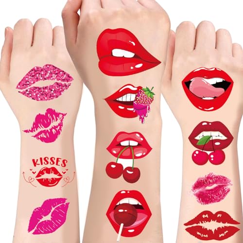 Valentine's Day Temporary Tattoo Stickers - 8 Sheets