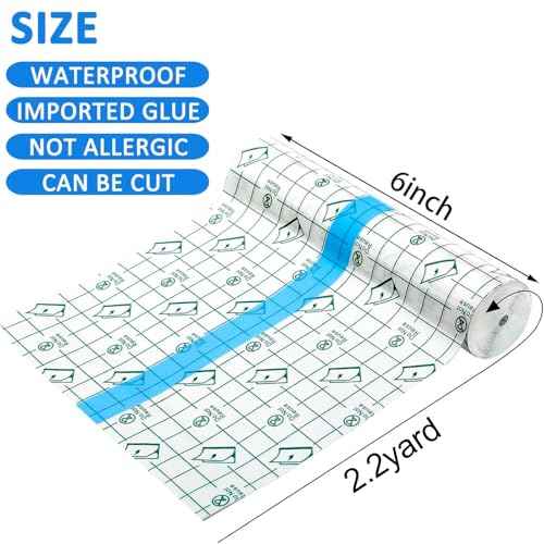 Beieverluck 12 Rolls Tattoo Aftercare Bandage Waterproof (6" x 4.4 Yard) Second Skin Tattoo Cover Tape Tattoo Healing Wrap Tattoo Supplies for Swimming, Shower, Wound Initial Healing