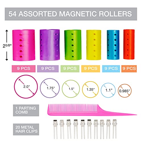 Conair 54-Piece Magnetic Hair Rollers Set with Clips & Comb