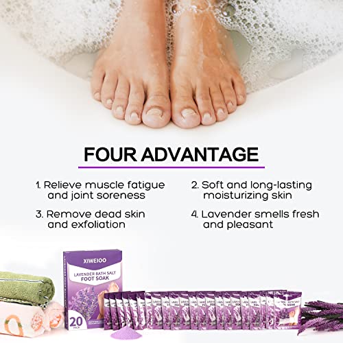 Tea Tree Oil & Epsom Foot Soak Salts Kit - Lavender Spa, 20 Pack