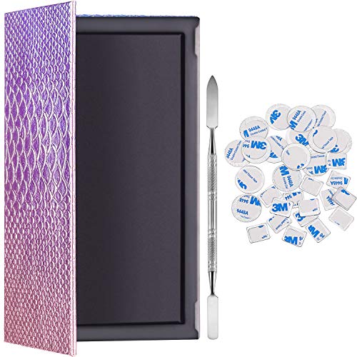 Sumind Magnetic Palette Mermaid Empty Makeup Palette with 1 Depotting Spatula and 30 Pcs Adhesive Metal Stickers for Eyeshadow Lipstick Blush Powder (Rectangle)