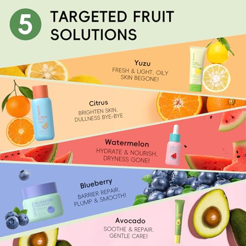 QUIYUM 5-Piece Fruit Skincare Set for Teens & Beginners