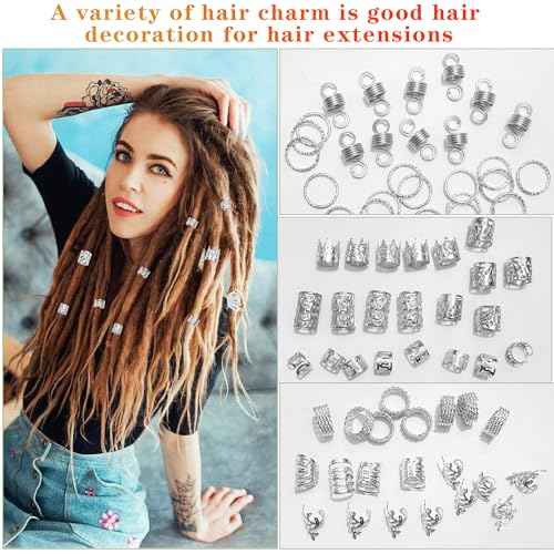 280 Pcs Hair Jewelry for Braids, Silver Loc Jewelry for Hair Dreadlocks Braid Clips Accessories Metal Hairs Rings for Braid Cuffs Braid Clips Decorations for Women Men
