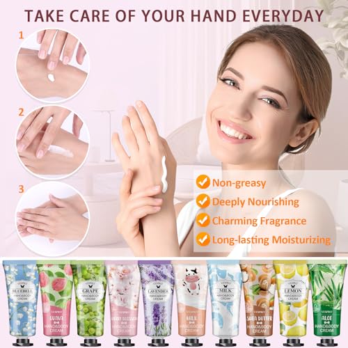 VESPRO 12 Pack Travel Size Hand Cream Gift Set for Dry Cracked Hands