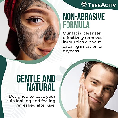TreeActiv Acne Charcoal Face Wash 3.4 oz, Exfoliating Daily Honey & Sulfur Acne Cleanser Face Soap, Deep Cleansing Moisturizing Face Wash for Women and Men