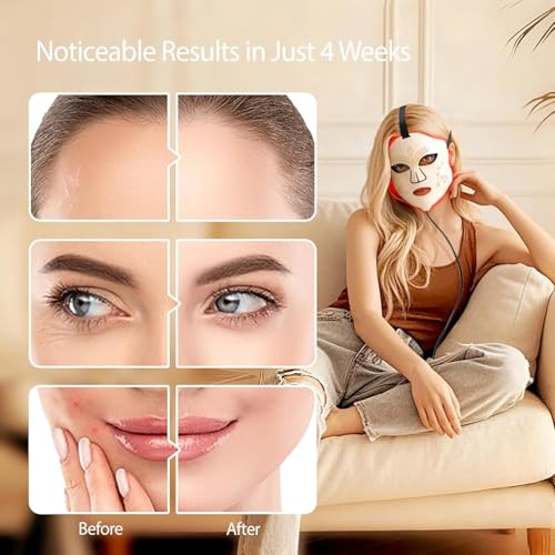 Red Light Therapy Mask for Face, 4 Modes LED Skin Care Device