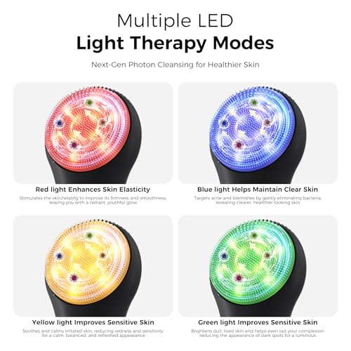 Electric Facial Cleansing Brush with 4 LED Light & 5 Vibration Levels