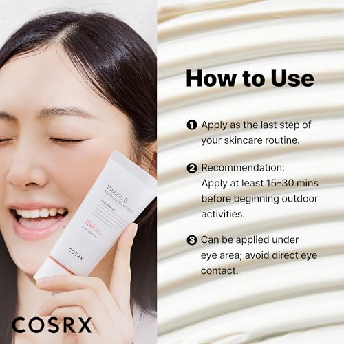 COSRX Vitamin E Sunscreen SPF 50 - Lightweight, No White Cast